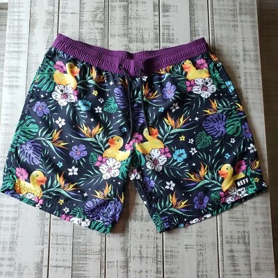 Neff Shorts Mens Large Tropic Duck Volley 17" All Over Print Beach Summer Floral - Image 1 of 4