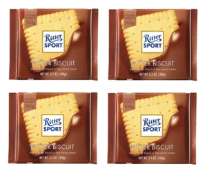 910336 4 X 100G BLOCK RITTER SPORT BUTTER BISCUIT FLAVOUR MILK CHOCOLATE BLOCK - Picture 1 of 5