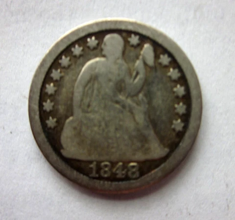 1848-P SEATED LIBERTY DIME 10C CENT BETTER DATE PHILADELPHIA MINT RARE NICE COIN Cover