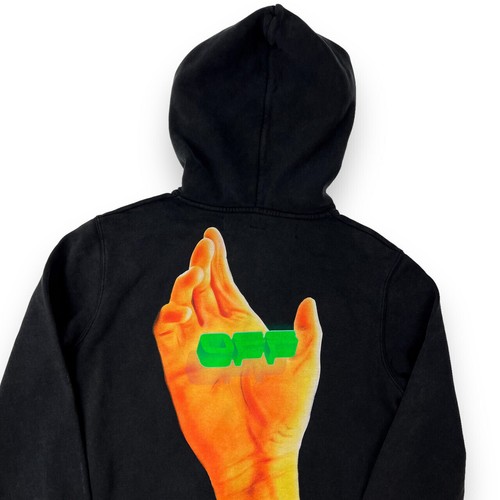 OFF WHITE Felpa con cappuccio stampa a mano bianca sporca