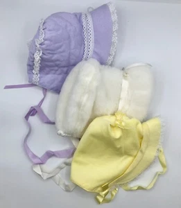 Vintage Lot of 3 Baby Girl Bonnets ~ Never Used ~ New Old Stock - Picture 1 of 9