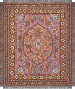 Bed Throws Tawny& Pink Floral Bloom Blanket Rugs Boho Throws Adventure Picnic Be - Picture 1 of 12