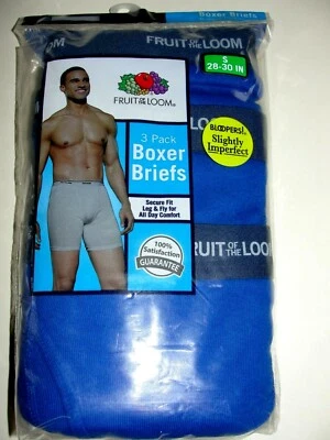 3 Fruit of the Loom Men's Boxer Briefs - Size S (28-30")  - Image 1 of 2