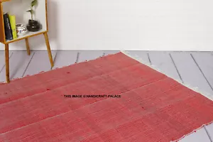 100% Cotton Handmade RED Colour Chindi Area Rag Rugs Mat, LARGE CARPET 4*6 FT - Picture 1 of 4