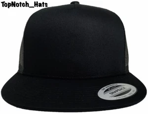 YUPOONG Plain Black Trucker Hat Brand New Ships Now !!! - Picture 1 of 2