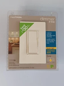LUTRON Diva Duo Contemporary Dimmer 3-Way Switch DVW603PH-AL Almond ~ New NOS - Picture 1 of 7