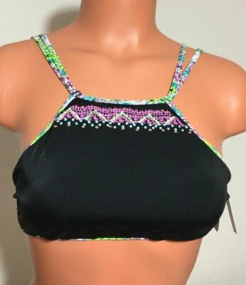 Victorias Secret Swim Removable Pads High Neck Strappy Med Swim Bikini Top N5592 - Image 1 of 4