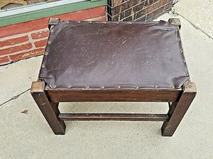 Mission Antique Oak Arts & crafts Craftsman Footstool Ottoman - Picture 1 of 10