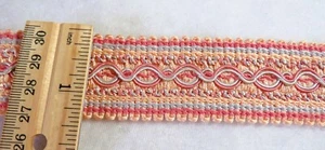 One Yard/94CM Pure Silk 35 mm Wide. Pink Gray Rose Braid. - Bild 1 von 1