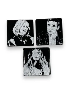 Fused Glass Schitts Creek Black White Coaster Set Of Three - Picture 1 of 6