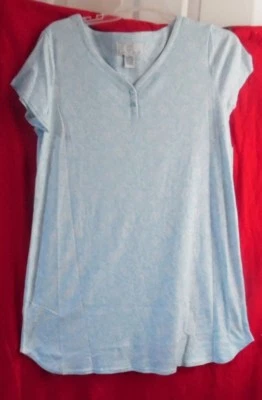 LIGHT WHITE BLUE FLORAL NIGHTGOWN CHEMISE KAREN NEUBURGER LACE AQUA NIGHTSHIRT M - Image 1 of 4