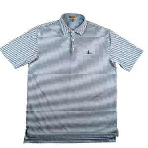 Peter Millar Polo Shirt Mens Large Blue White Stripe Summer Comfort Golf Tech - Picture 1 of 11