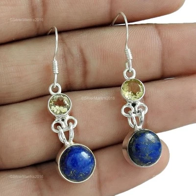 Figlie Giorno Saldi Lapislazzuli Argento Sterling Settembre Gancio Pendente - Immagine 1 di 4