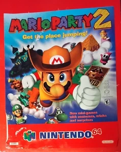 Seltenes Nintendo 64 Mario Party 2 Poster 22x28", Wasserschaden - Bild 1 von 3