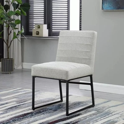 HomePop Channeled Upholstery Dining Chair on metal frame - Image 1 of 4