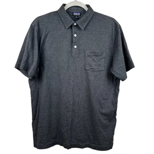 Polo uomo Patagonia cigolante pulita cotone biologico grigio scuro media outdoor attiva - Foto 1 di 8