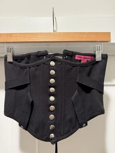 Vintage Betsey Johnson Body Con Corset Snap Buttons And Lace Up - Picture 1 of 7
