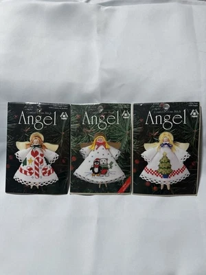 ANGEL CROSS STITCH Clothespin Christmas Ornament Kits Lot 3 Candy Cane ,tree - Image 1 of 2