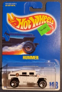 Vintage 1991 Hot Wheels Hummer #188 Anti-Drug Unit Blue Card - Picture 1 of 6