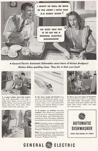 Lavastoviglie automatica General Electric 1948: di nuovo nell'esercito pubblicità stampa d'epoca - Foto 1 di 1