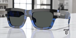 VERSACE VE4464 545887 Havana Blue Dark Grey 55 mm Men's Sunglasses - Picture 1 of 7