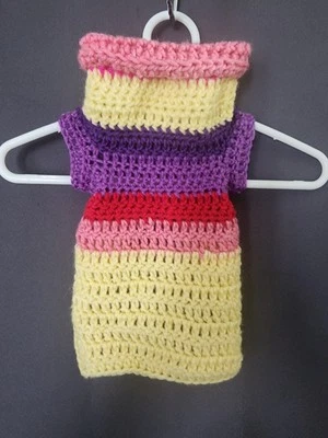 Dog Sweater, Size Small Colorful Handmade Crochet Dog Sweater  - Image 1 of 4