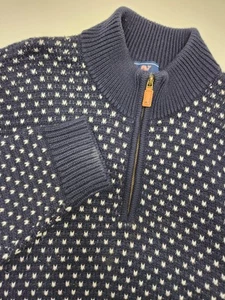 Vineyard Vines Sweater Mens 2XL Navy Wool Blend Nordic Birdseye Nautical 1/4 Zip - Picture 1 of 6