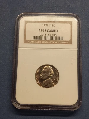 1975 S PF67 Cameo Jefferson Nickel 5C NGC Certified - Image 1 of 2