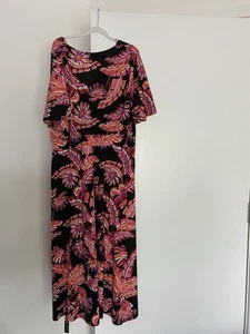 Leaf Print Pink Wrap Over Front dress In a midi/ maxi length - Picture 1 of 2