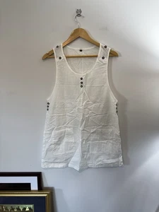 Vestido camisero sin mangas ligero de lino, blanco, talla M - Imagen 1 de 6