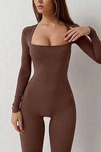 Square Collar One-piece Bell Bottom Pants - Picture 1 of 17