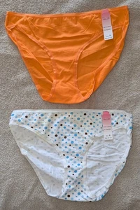 Rene' Rofe' Polka Dot Print & Orange Solid Cotton Bikinis   ~ 8/XL ~Hips  41-42" - Picture 1 of 3