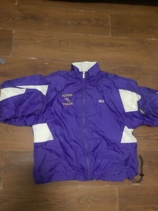 Vintage Asics Windbreaker Jacket Purple/White, 90s Size L Alpine Track - Picture 1 of 7