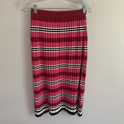 Falda midi plisada a rayas rosa Anthropologie Dolan Left Coast Collection S Foto 1 de 4