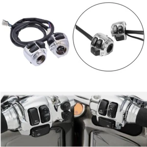 Chrome 1" 25mm Handlebar Controls Switches+Wiring Harness For Harley Sportster - Picture 1 of 10