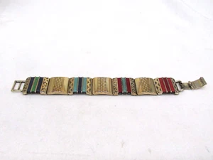 Stunning Brighton Gold Toned w/ Red, Green & Blue Accents Bracelet 6.75 x 7"#55w - Picture 1 of 10