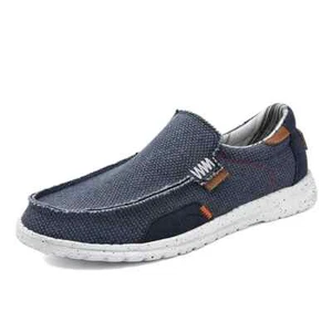 Men Handmade Canvas Casual Shoes Breathable Flat Sneakers Slip on Soft Loafers - Picture 1 of 27