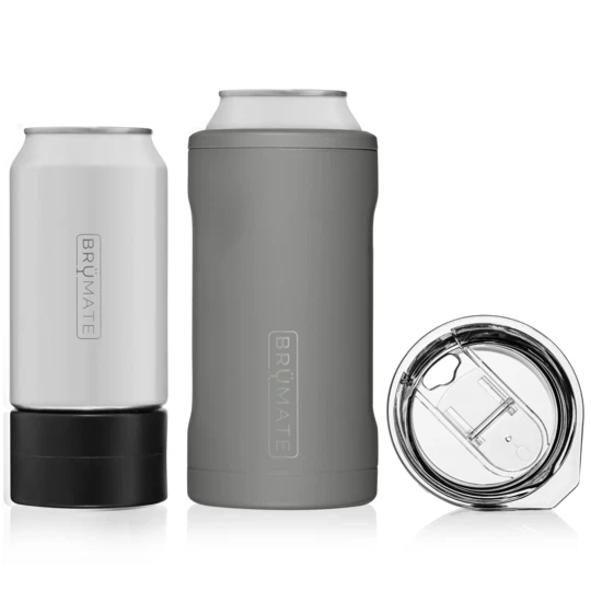 NEW Brumate Hopsulator Trio 3 in 1 Matte Gray Can insulator 16 - 12 oz w/ slider - Imagem 1 de 1