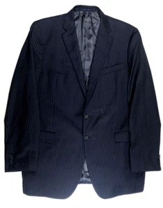 Loro Piana Mens 46X 46 Navy Pinstriped Blazer Sport Coat Jacket Wool Blue Luxury - Picture 1 of 10