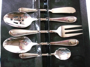 NEW Wallace SUMMERSET Stainless 18/8 Glossy 5 Piece HOSTESS SET + 2 FREE GIFTS - Picture 1 of 8