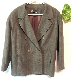 Vintage The Works Saks Fifth Avenue grau Wolle zweireihig Jacke Blazer Gr. 10 - Bild 1 von 6