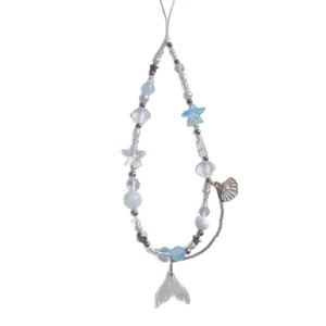 Cute Fish Tail Phone Chain Charm Straps Acrylic Beaded Shell Pendant Keychain - Zdjęcie 1 z 8