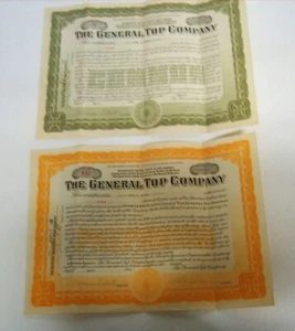 Antique Stock Certificates 2 The General Top Co. Now GM Motors April 7 1920 - Picture 1 of 6