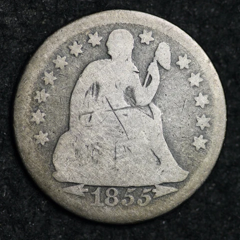 1855 Seated Liberty Silver Dime CHOICE GOOD+ FREE SHIPPING E217 RCW Cover