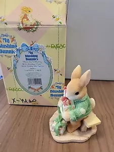 1998 #386901 Enesco My Blushing Bunnies Resin Bunny Holding Holiday Gifts Figure - Picture 1 of 6