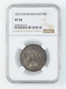 1873 Newfoundland 50 cents NGC VF30 trends  VF 20 $300(214US)EF 40 $1,250(895US) - Picture 1 of 4