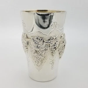 Topazio argento sterling foglia d'uva 3,75' in tazza di vino ebraico Kiddish Portogallo - Foto 1 di 10