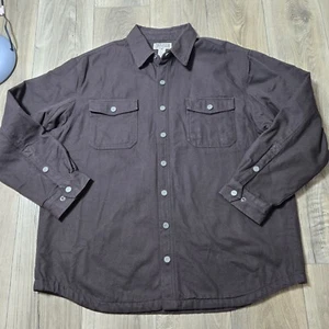 Duluth Trading Canvas Jacket 2XL Tall Brown Lined Snap Shirt Shacket Workwear - Picture 1 of 11