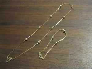 VTG AVON SP Signed Gold-tone Herringbone Type w/Ball 20" Necklace & 8" Bracelet - Picture 1 of 6