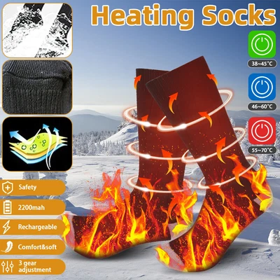 HELLO-MOTORCYCLE Men Women Electric Heated Socks Battery Power Winter Warm Thermal Skiing Hunting